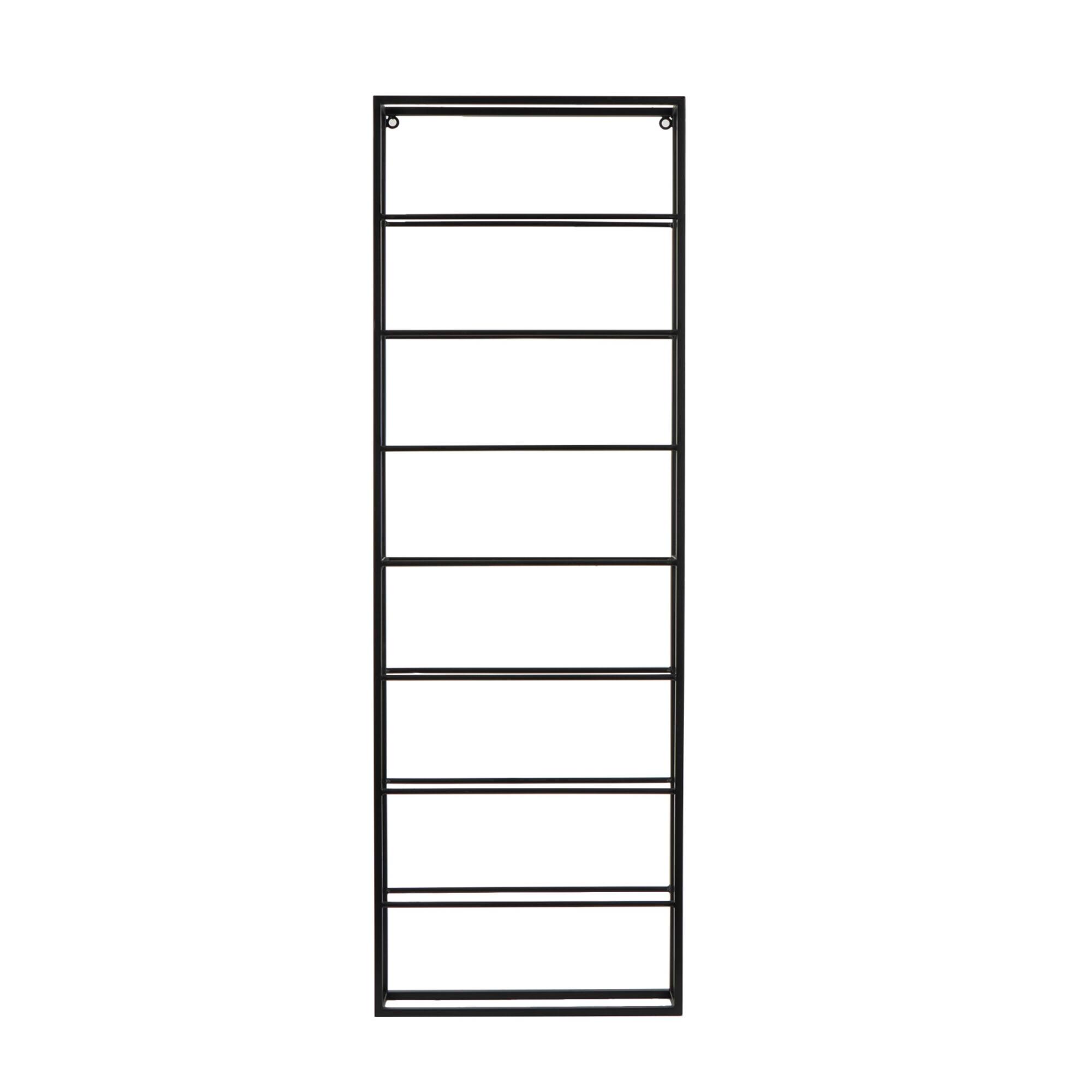 Black Metal Minimalistic 8 Bottle Wall Wine Rack with Open Style Frame